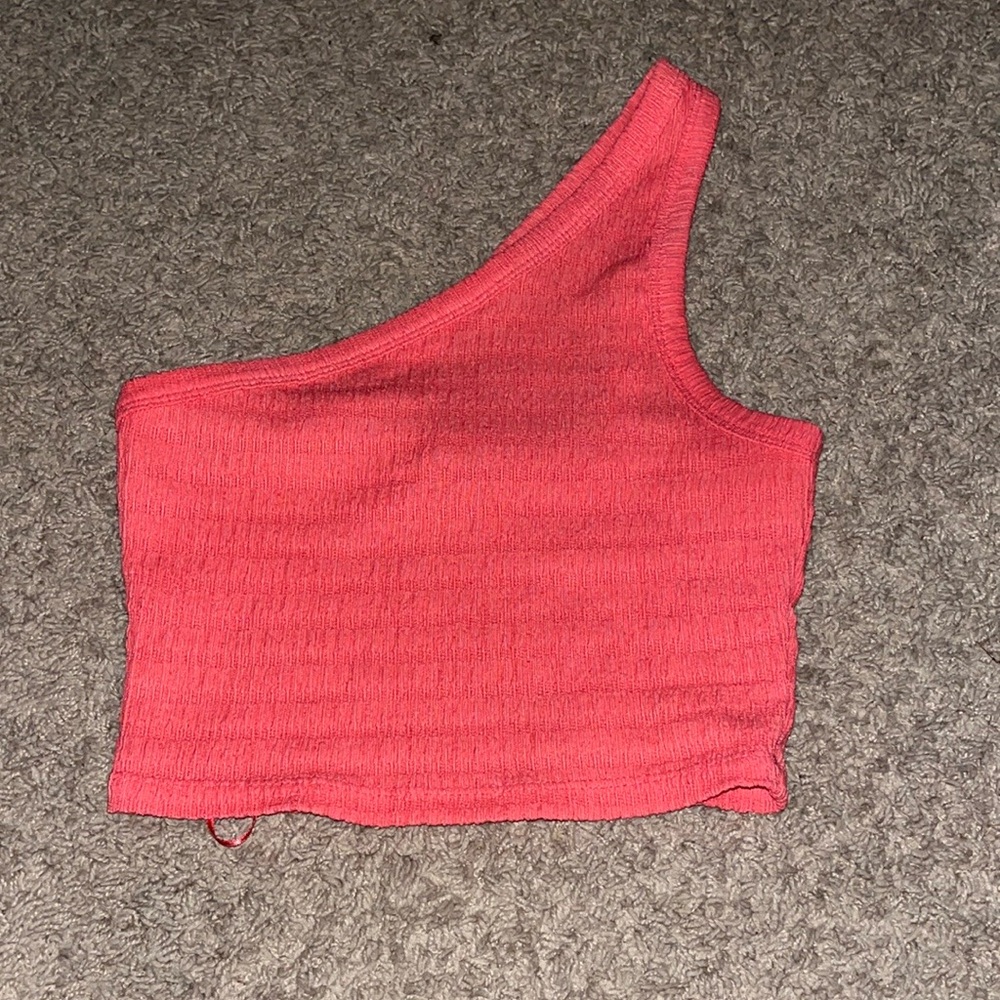 American Eagle Outfitters Orange Asymmetrical Ribbed Tank Top
